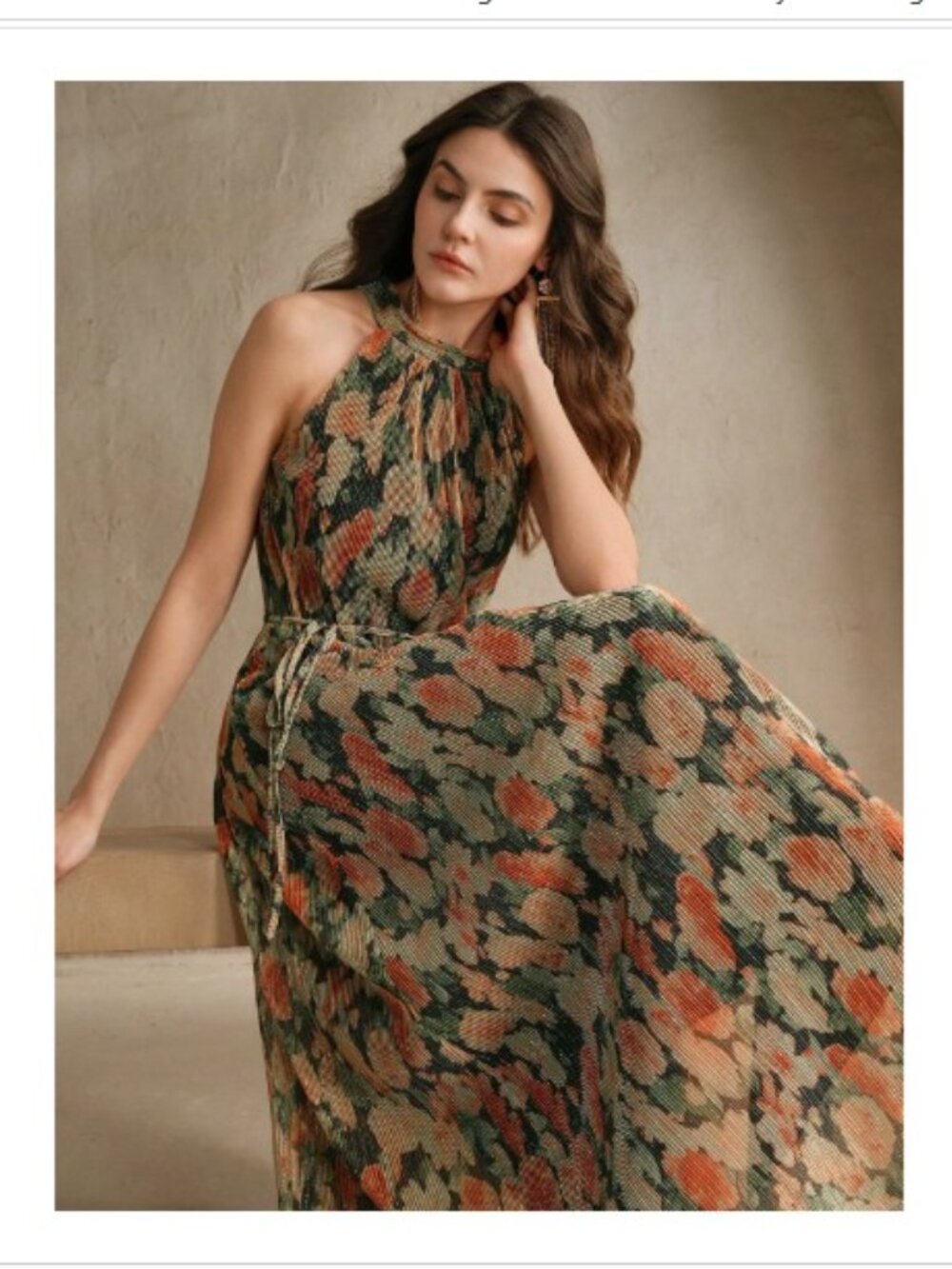 Women's Floral Print Sleeveless Dress - Picture 4 of 5